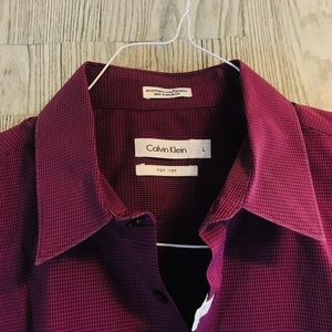 Calvin Klein Men's Red Plaid Button Up Dress Shirt
